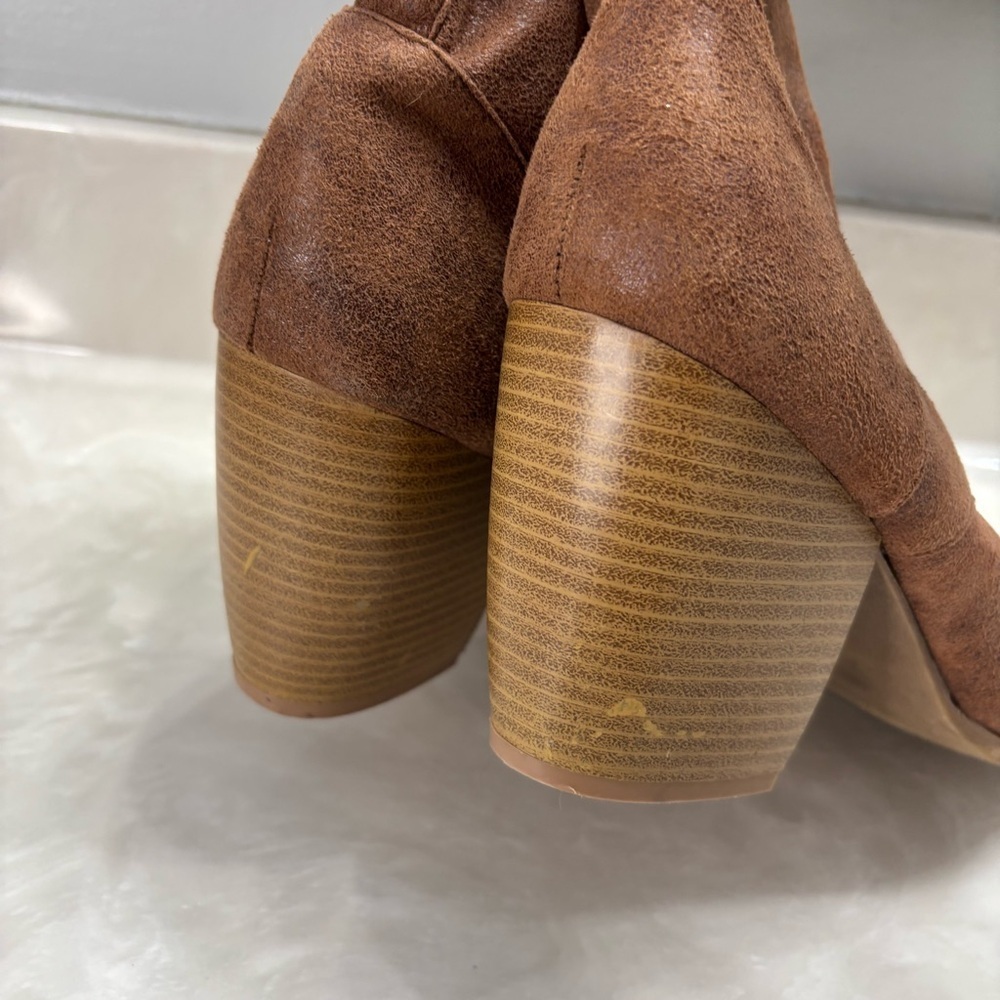 Brown Lace-Up Block Heel Booties | Size 11 - Picture 4 of 7